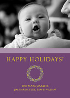 Purple Pine Cone Wreath Photo Holiday Cards