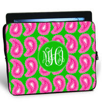 Paisley Preppy Pink and Green iPad Sleeve