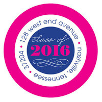 Hot Pink and Blue 'Class of' Round Address Labels
