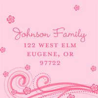 Pink Swirl Square Address Labels