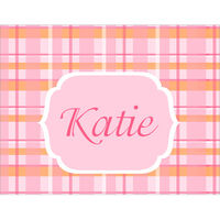 Pink and Orange Plaid Foldover Note Cards
