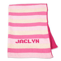 Pink Stripe Stroller Knit Blanket