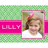 Green and Hot Pink Stylish Pattern Photo Note Cards