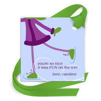 Ice Skater Gift Tags with Attached Ribbon