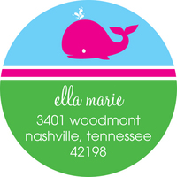Pink Whale Round Address Labels