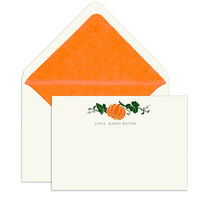 Pumpkin Motif Engraved Flat Note Cards