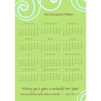 Green and Aqua Scroll Calendar Holiday Cards