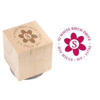 Daisy Address Wood Block Rubber Stamp