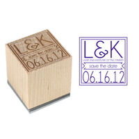 Square Initial Message Wood Block Rubber Stamp