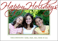 Red Script Happy Holidays Photo Cards
