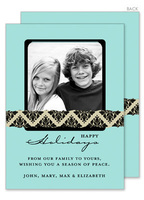 Black and Linen Damask Photo Holiday Cards