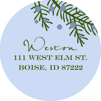 Juniper Berry Branch Round Address Labels