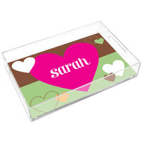 Stitched Heart Large Lucite Tray