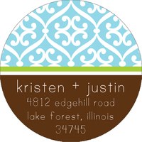 Beautiful Blue and Brown Round Address Labels