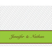 Modern Green and Gray Stripe Foldover Note Cards
