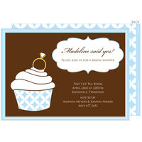 Yummy Blue Cupcake Ring Bridal Shower Invitations