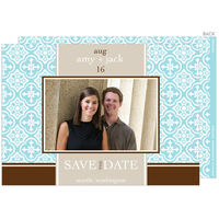 Aqua and Bisque Photo Save the Date Announcements