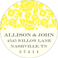 Vintage Yellow Floral Round Address Labels