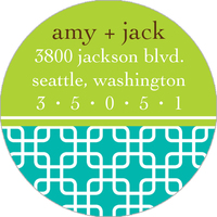 Teal Green and Lime Round Address Labels