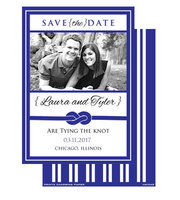 Navy Blue Tie the Knot Photo Save the Date Announcements