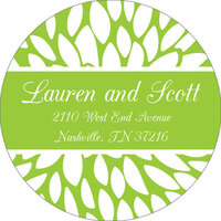 Lime Floral Round Address Labels