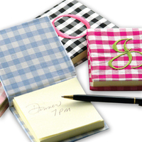 Silk Gingham Embroidered Initial Post-It Holder