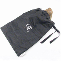 Solid Silk Embroidered Initial Shoe Bag