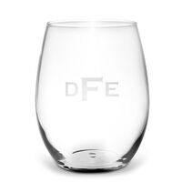 Monogrammed 15 oz. White Crystal Wine Stemless Glass Set of 4