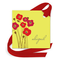 Red Poppies Gift Tags with Attached Ribbon