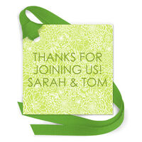 Green and Yellow Floral Gift Tags with Attached Ribbon
