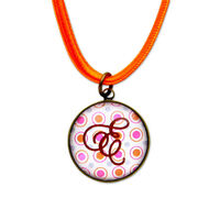 Pink Lots A Dots Glass Pendant on Silk Cord