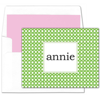 Kelly Green Dots and Crosses Foldover Note Cards