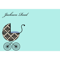 Blue Fancy Carriage Flat Note Cards