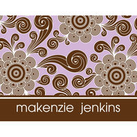 Lavender and Brown Funky Floral Foldover Note Cards