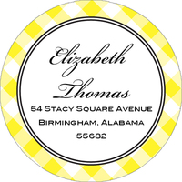 Yellow Gingham Round Address Labels