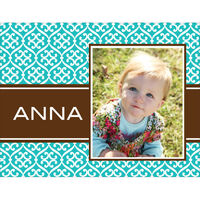Turquoise & Brown Stylish Pattern Photo Note Cards