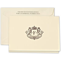Lion and Crown Folded Note Cards - Letterpress