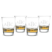 Monogrammed 13.5 oz.Double Old Fashioned Glass Set of 4