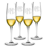 Monogrammed Champagne Flute Glass Set of 4
