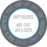 Peace, Love, Joy, Hope Round Gift Stickers