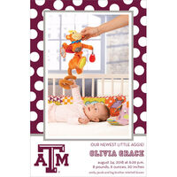 Texas A & M University Dotted Border Photo Baby Announcements