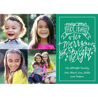 Emerald Green Merry & Bright Holiday Photo Cards