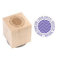 Chevron Circle Address Wood Block Rubber Stamp