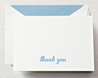 Letterpress Newport Blue Boxed Thank You Note Cards