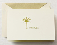 Palm Tree Boxed Thank You Folded Note Cards - Hand Engraved