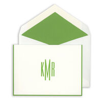 Vivid Green Border Foldover White Note Cards