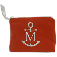 Nautical Cotton Embroidered Initial Coin Purse