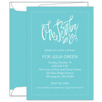 Teal Oh Baby Invitations