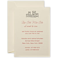 Ecru Cityscape Moving Announcements - Raised Ink