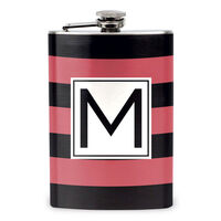Red and Black Stripe Stainless Steel Flask